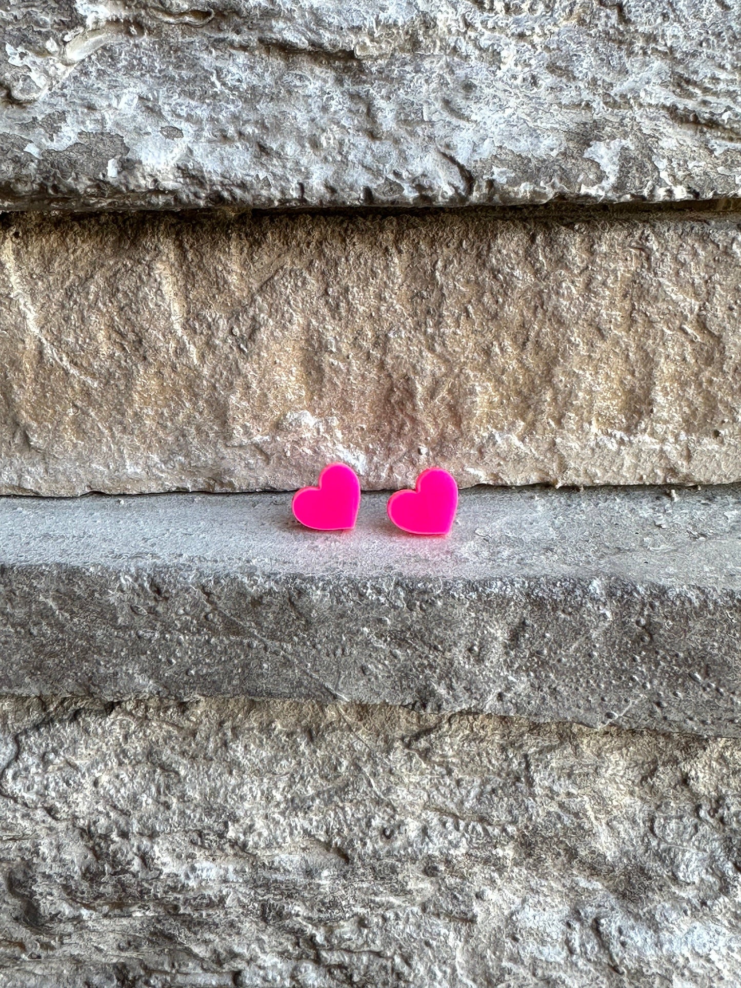Hot Pink Heart Earrings