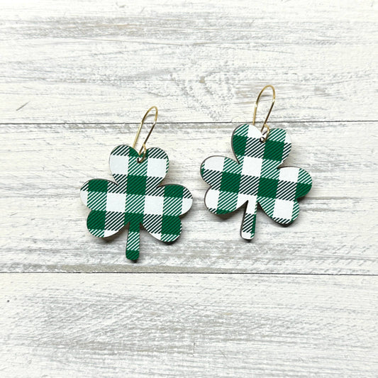 Plaid Shamrock Earrings