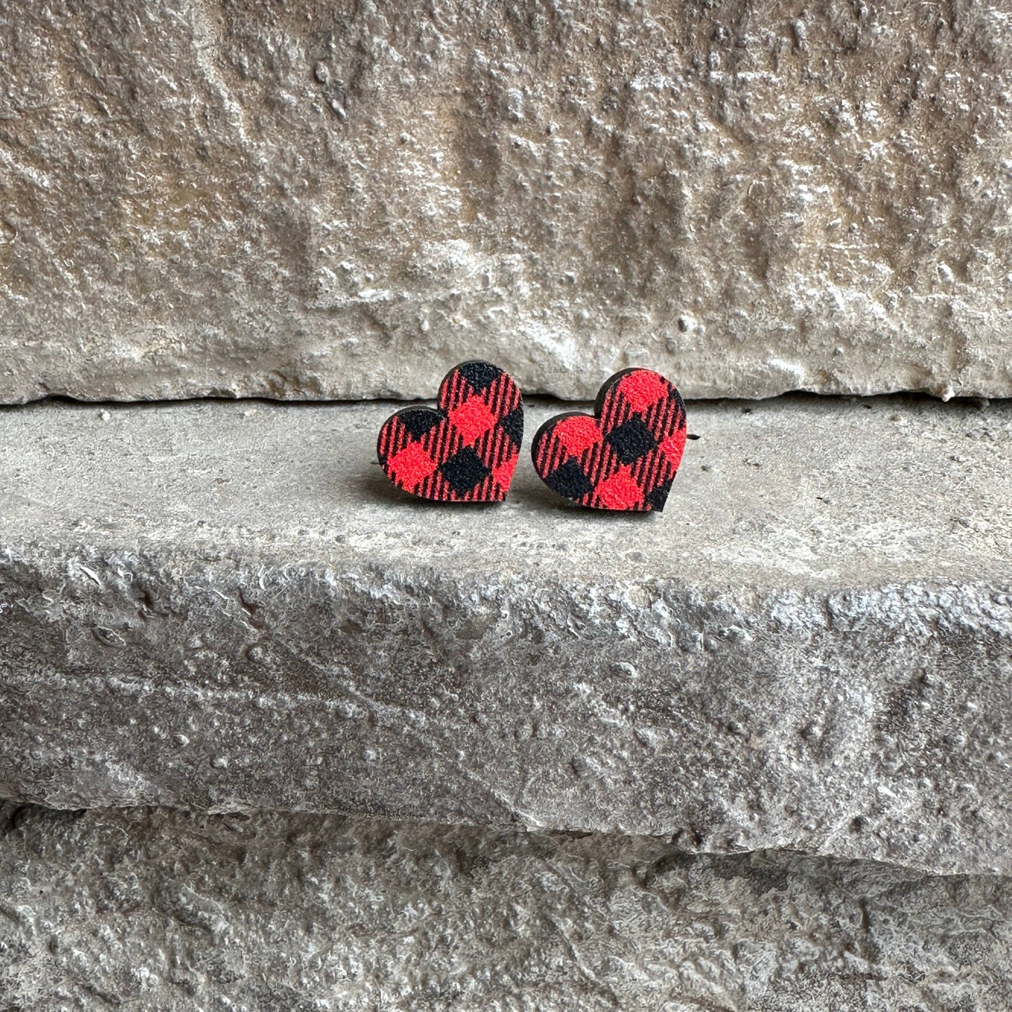 Plaid Heart Earrings
