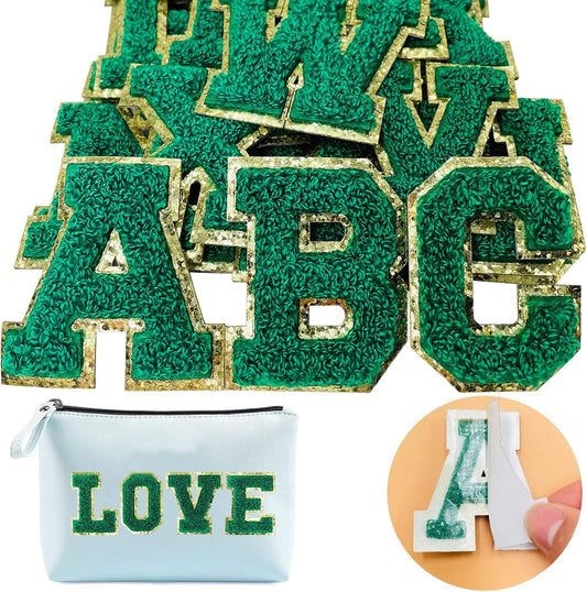 Small Green/Gold Letter Patches