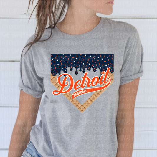 Detroit Baseball Ice Cream Drip