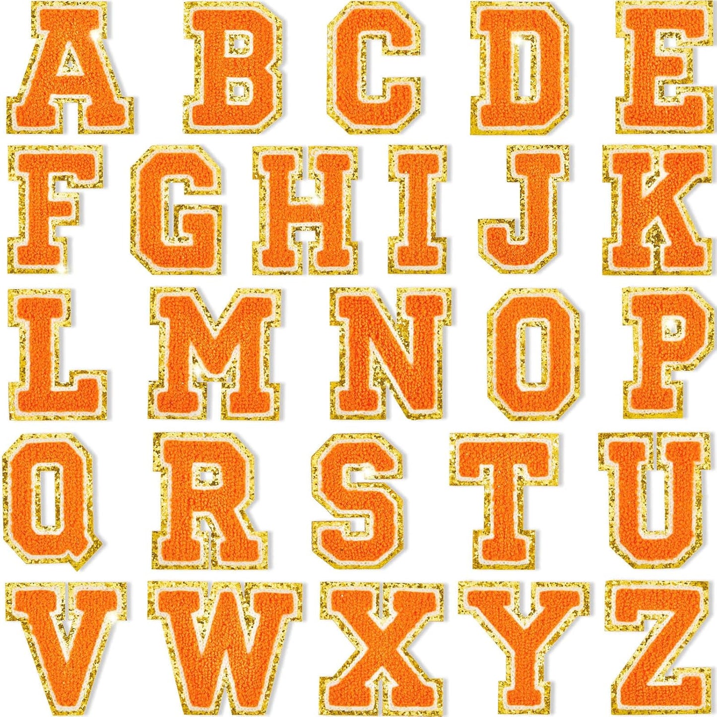 Large Orange/Gold Chenille Letter Patches