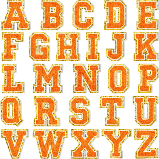 Large Orange/Gold Chenille Letter Patches