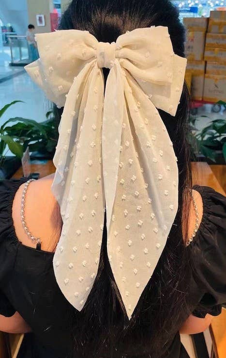 Swiss Dot Bow - Ivory