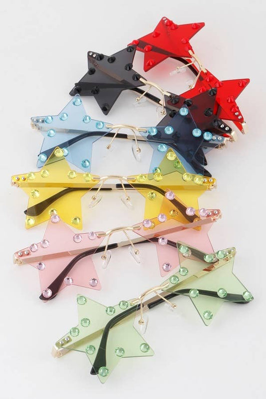 Multi Rhinestone Star Sunglasses