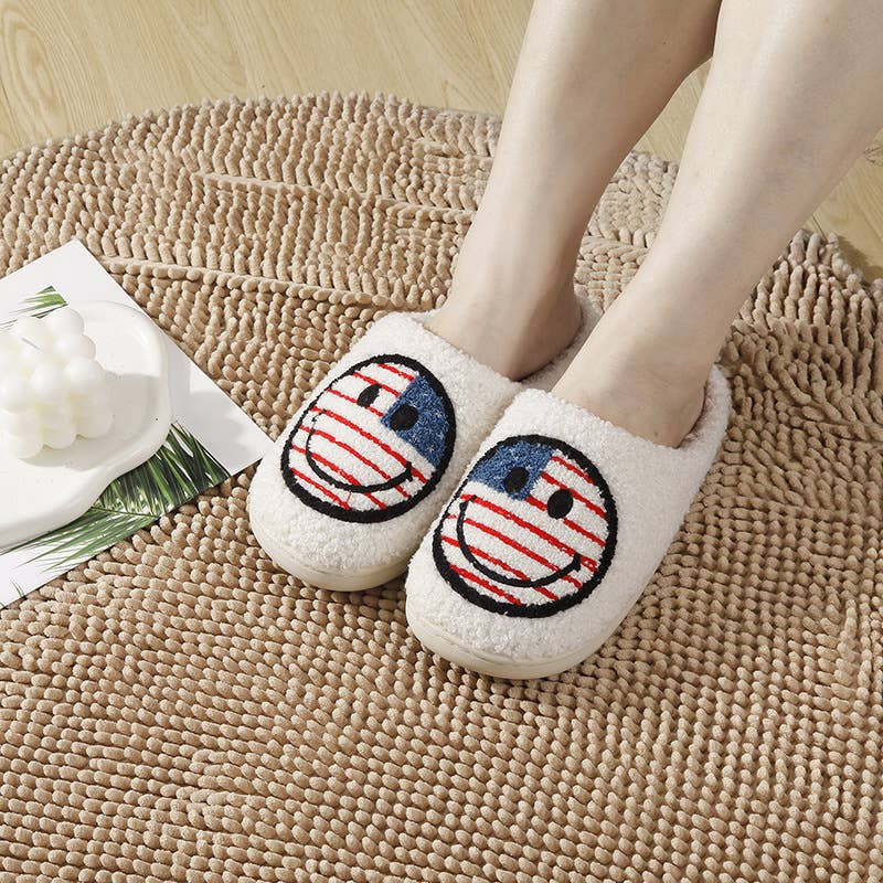 4th of July Smiley Slippers