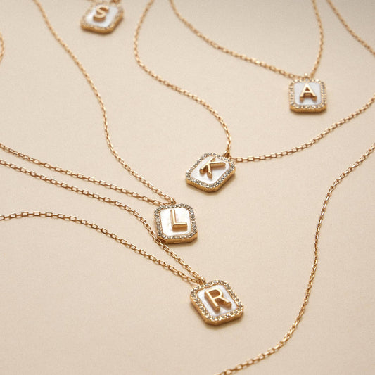 Initial Shell Charm Short Necklace 16 Assorted Pack