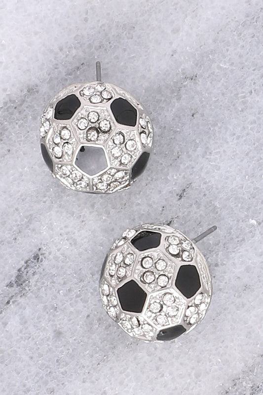 Rhinestone Soccer Earrings