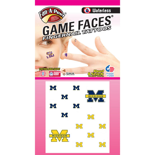 Michigan Game Faces® Temporary Fingernail Tattoos