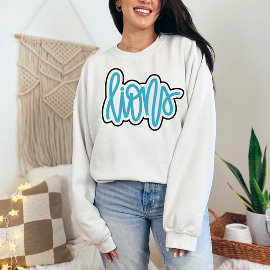 Lions Script Outline Crewneck