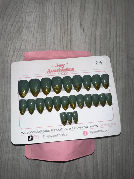 Green Glitter Tip Nails