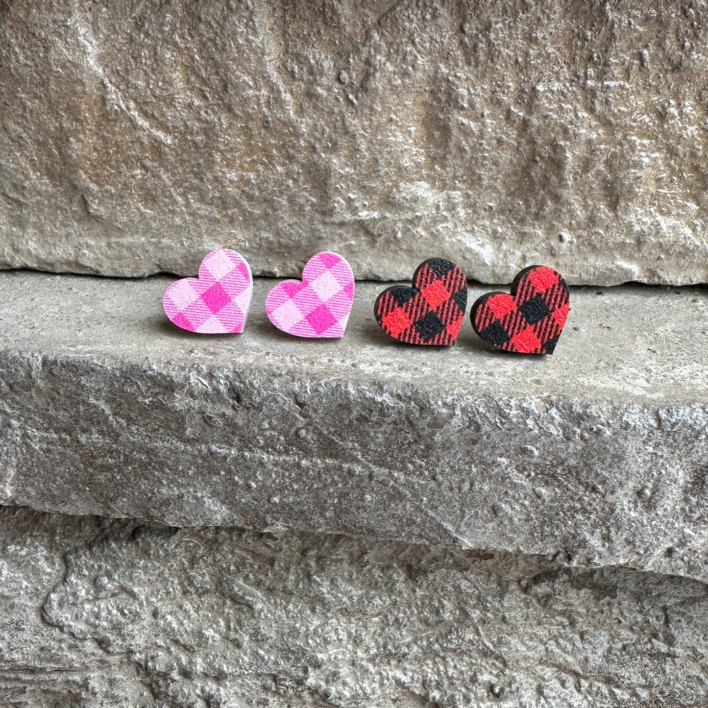Plaid Heart Earrings