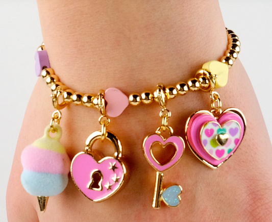 Pastel Bead Multi Heart Stretch Bracelet