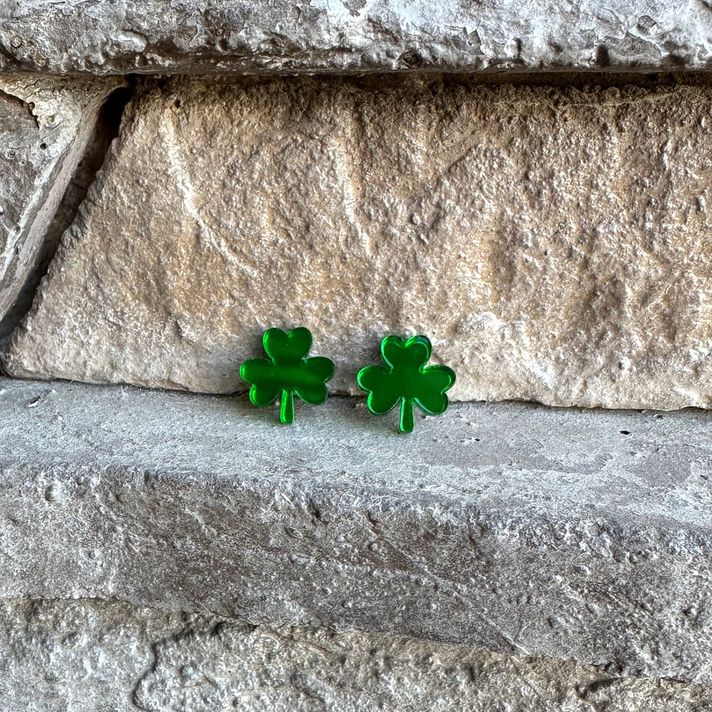 Mirror Shamrock Studs