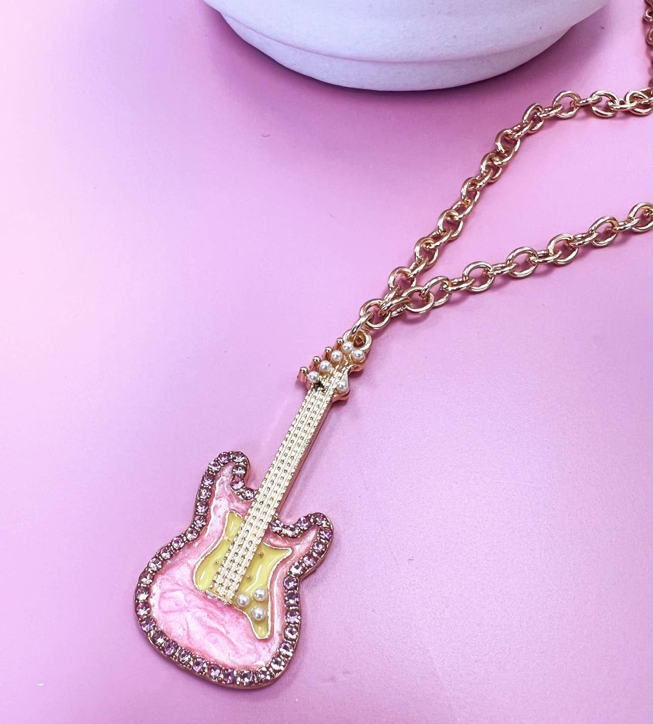 Pink Guitar Earrings