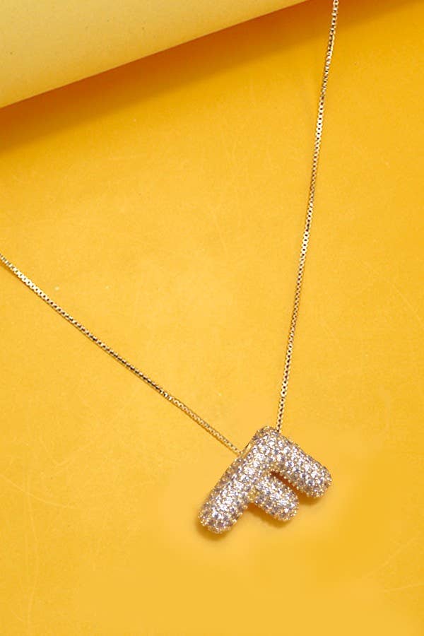 Initial Rhinestone Bubble Necklace