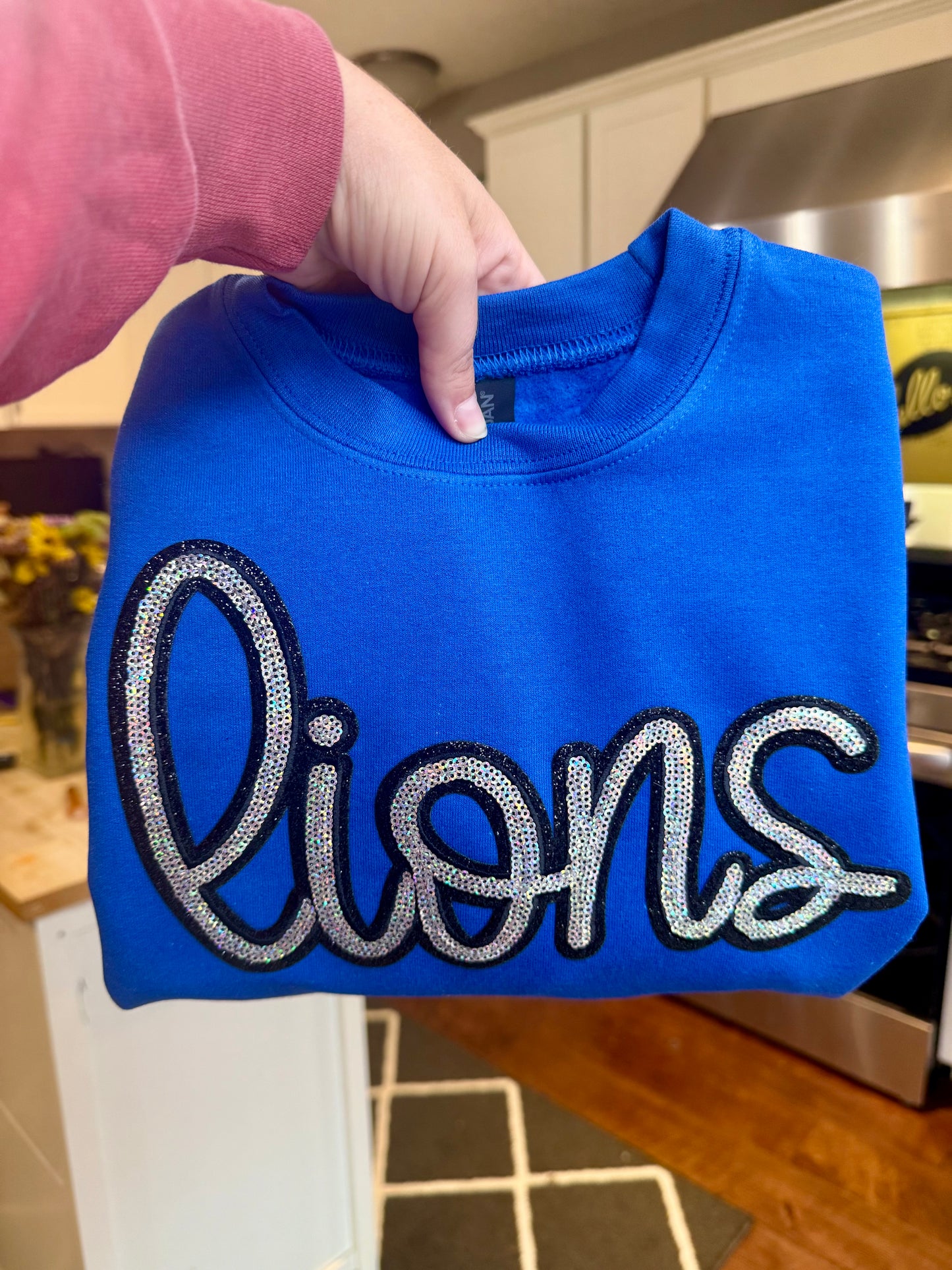 Lions Sequin Patch Crew