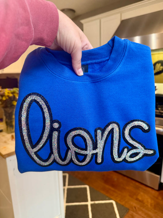 Lions Sequin Patch Crew
