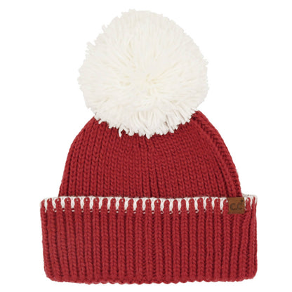 C.C Yarn Pom Game Day Team Stitch Point Beanie Hat