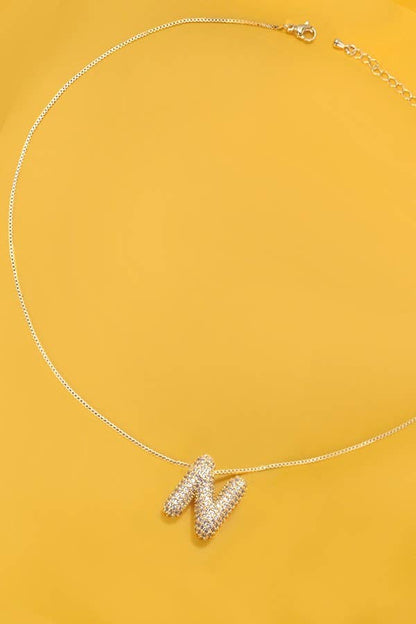 Initial Rhinestone Bubble Necklace