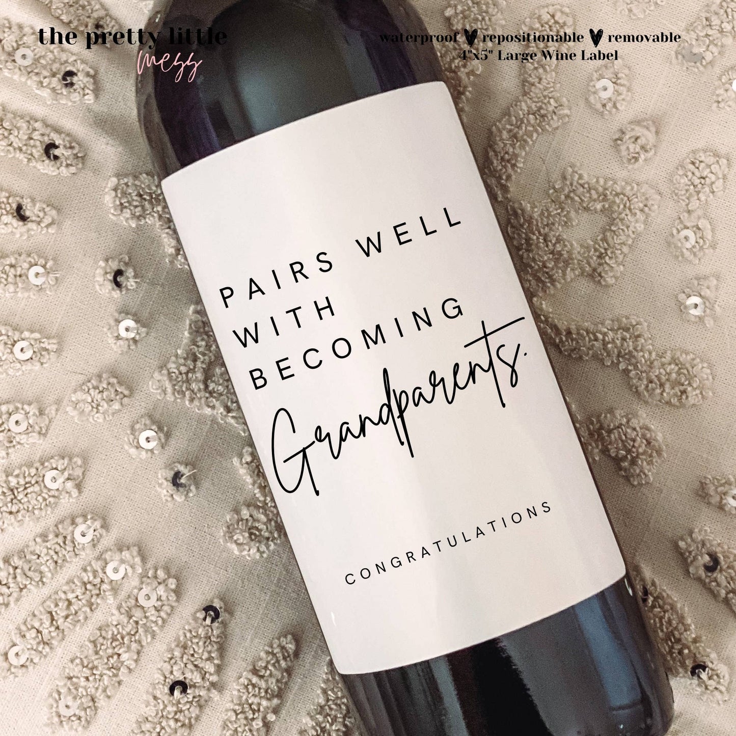 Pairs Well With Becoming Grandparents Wine Label