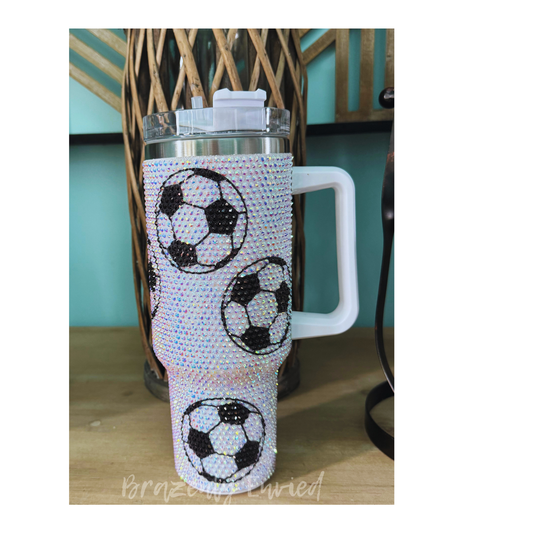 40 Ounce Rhinestone Soccer Tumbler