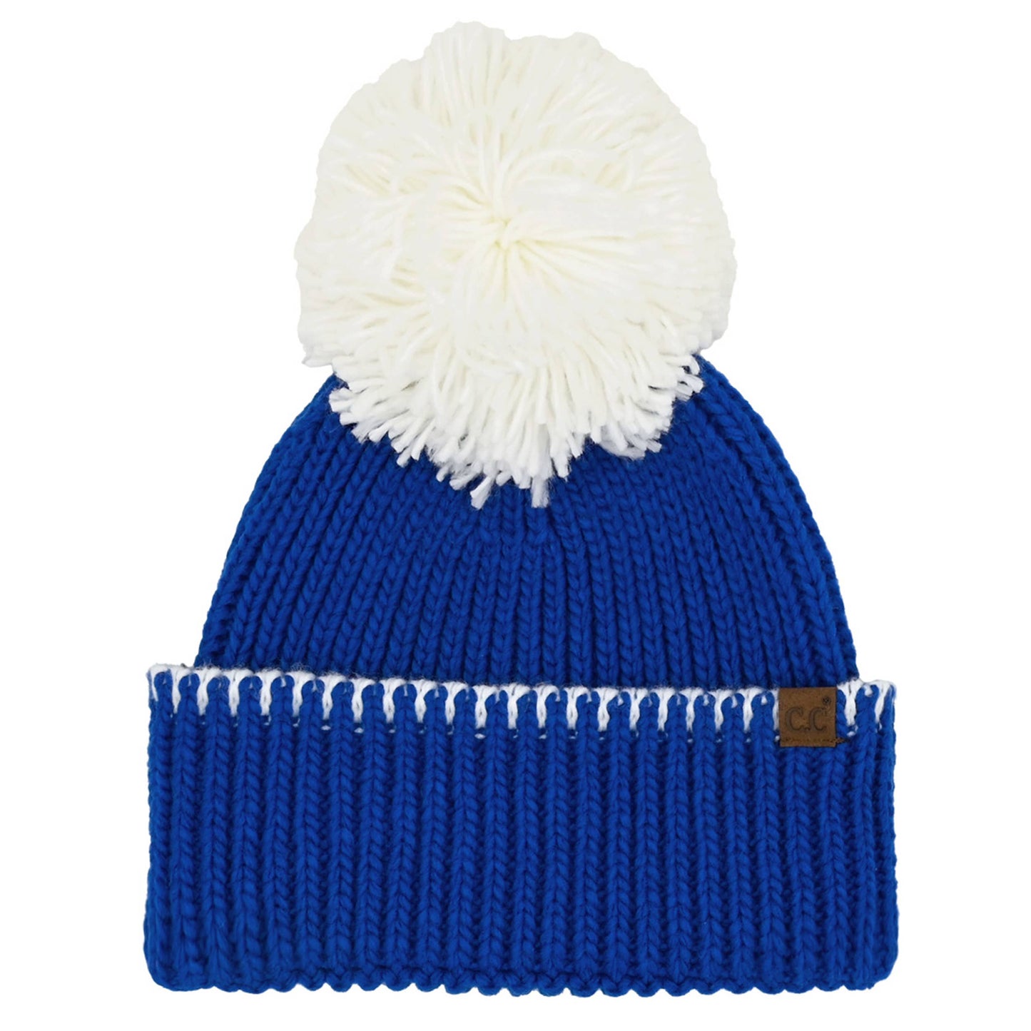 C.C Yarn Pom Game Day Team Stitch Point Beanie Hat