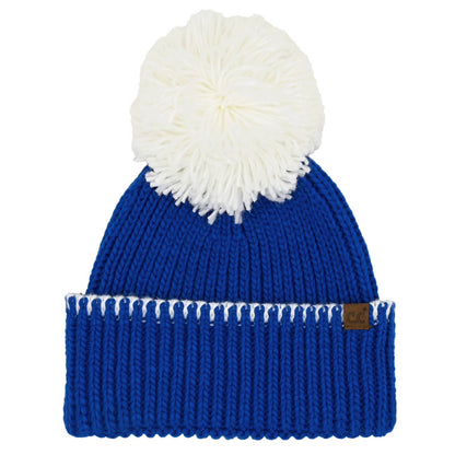 C.C Yarn Pom Game Day Team Stitch Point Beanie Hat