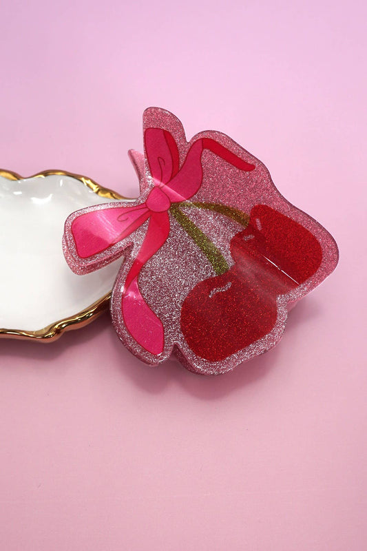 Cherry Bow Claw Clips