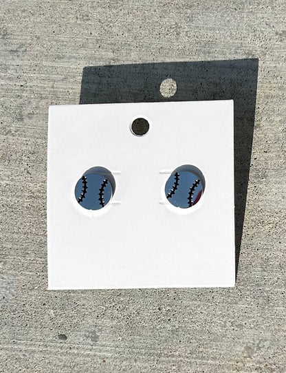 Baseball or Softball Stud Earrings in Gold or Silver