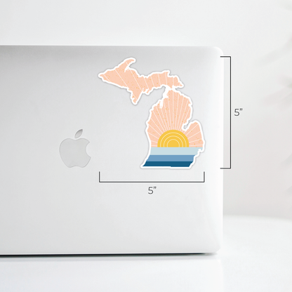 Modern Michigan Sunset Sticker — Durable & Dishwasher Safe