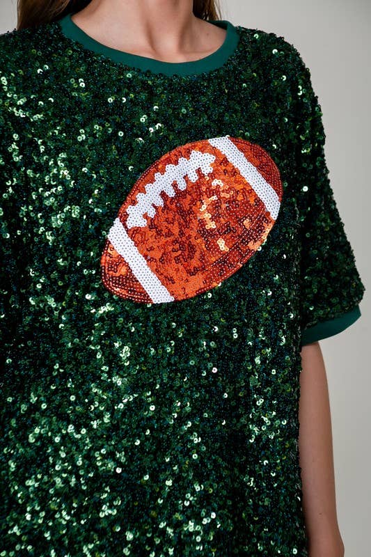 Sequin Football Graphic Top