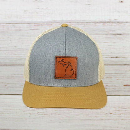 Leather Michigan Trucker Hat