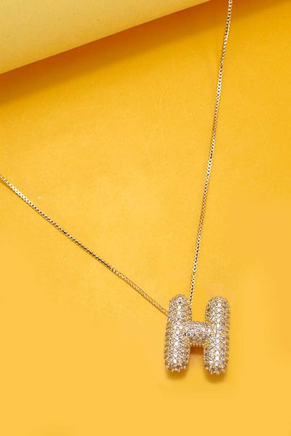 Initial Rhinestone Bubble Necklace