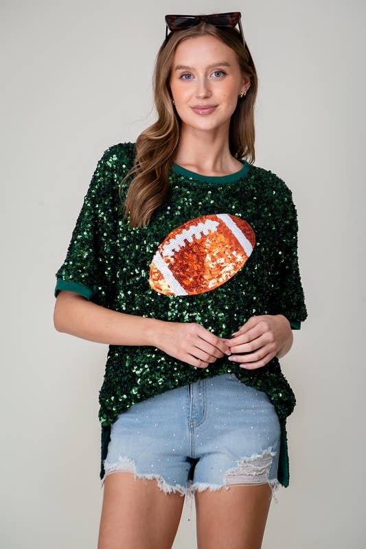Sequin Football Graphic Top