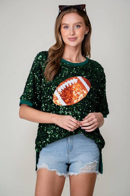 Sequin Football Graphic Top
