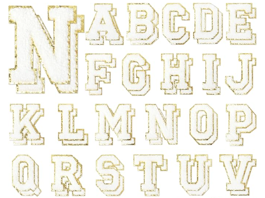 Small Ivory/Gold Letter Patches