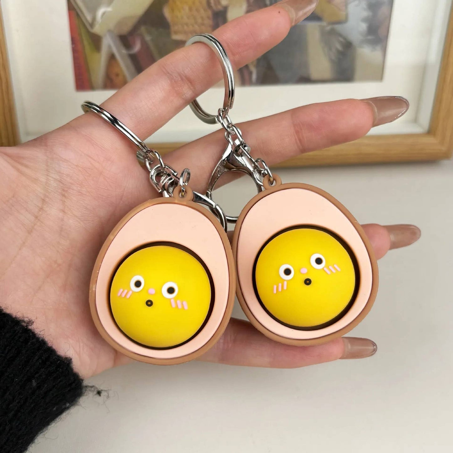 Cute Cartoon Egg Fidget Button Keychain