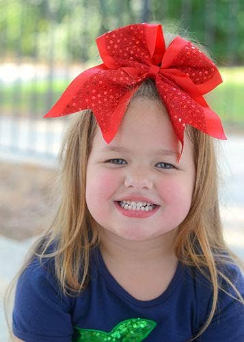 Green Sequin Cheer Bow