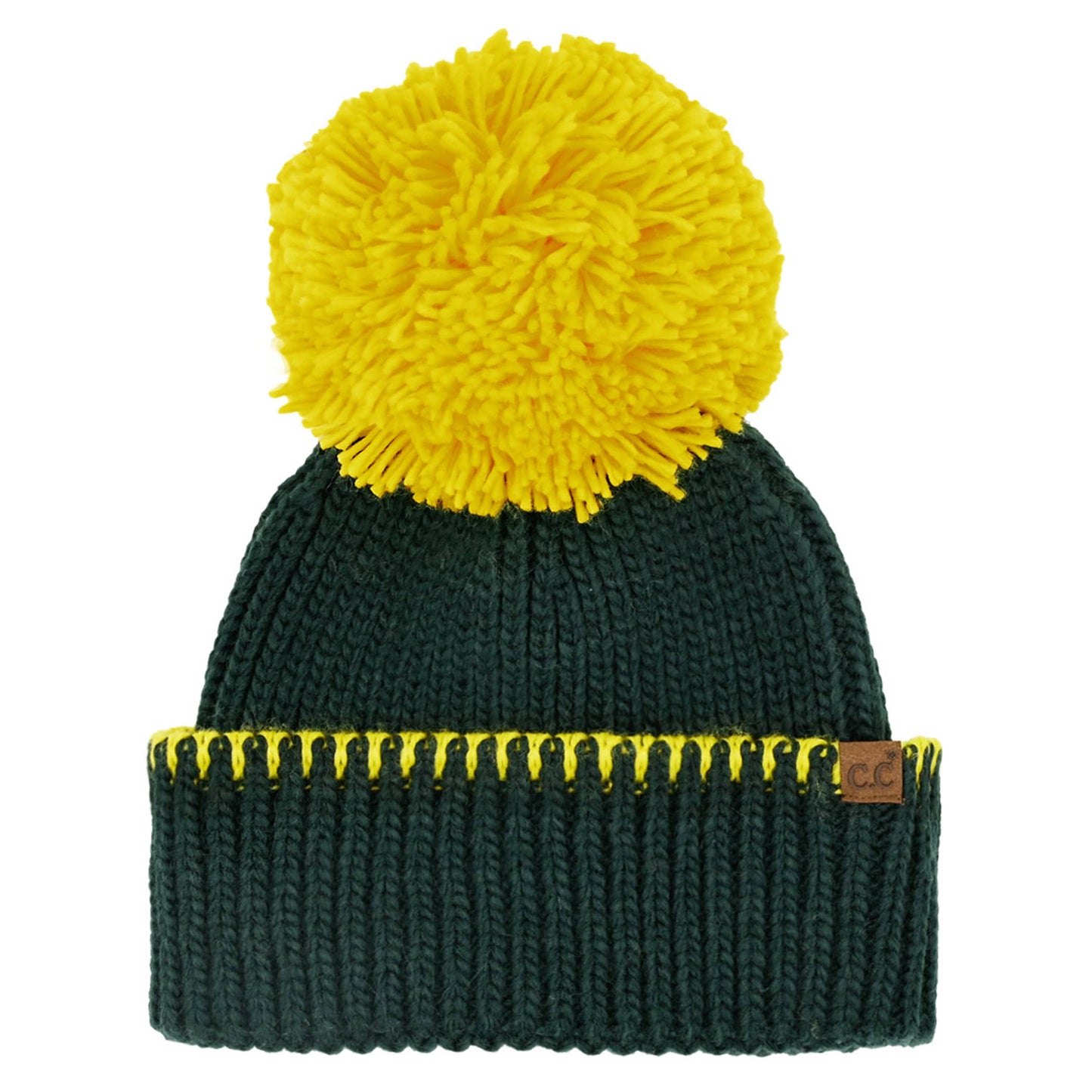 C.C Yarn Pom Game Day Team Stitch Point Beanie Hat