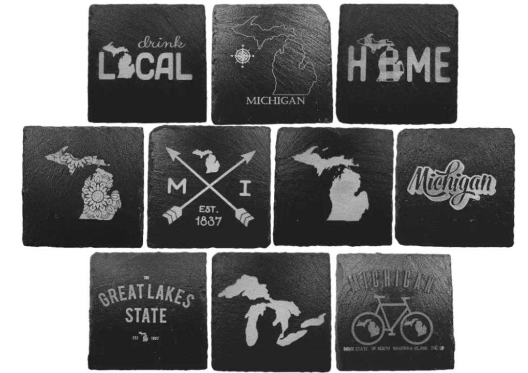 Slate Coasters Michigan Themed