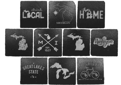 Slate Coasters Michigan Themed