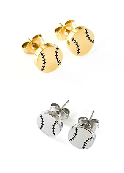 Baseball or Softball Stud Earrings in Gold or Silver