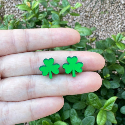 Mirror Shamrock Studs