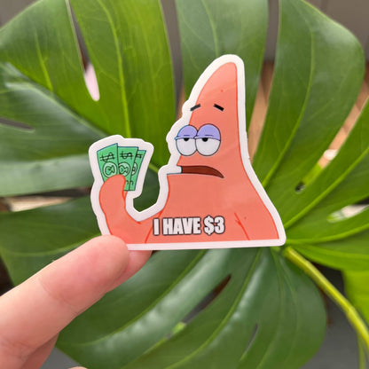 Patrick I Only Have $3 Sticker, 90s 2000s TV Show