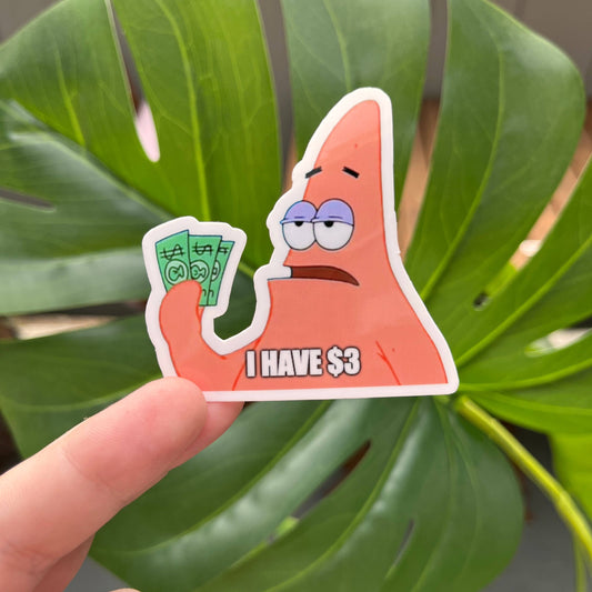Patrick I Only Have $3 Sticker, 90s 2000s TV Show