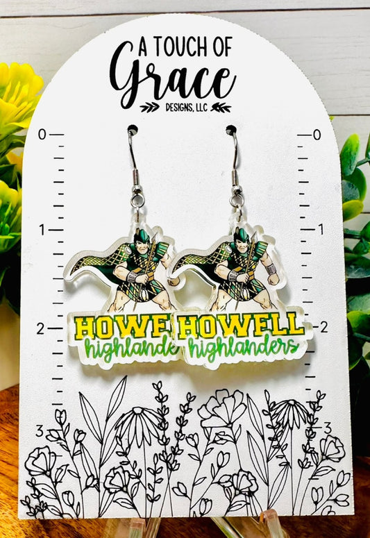 Howell Highlanders Mascot Dangle Earrings