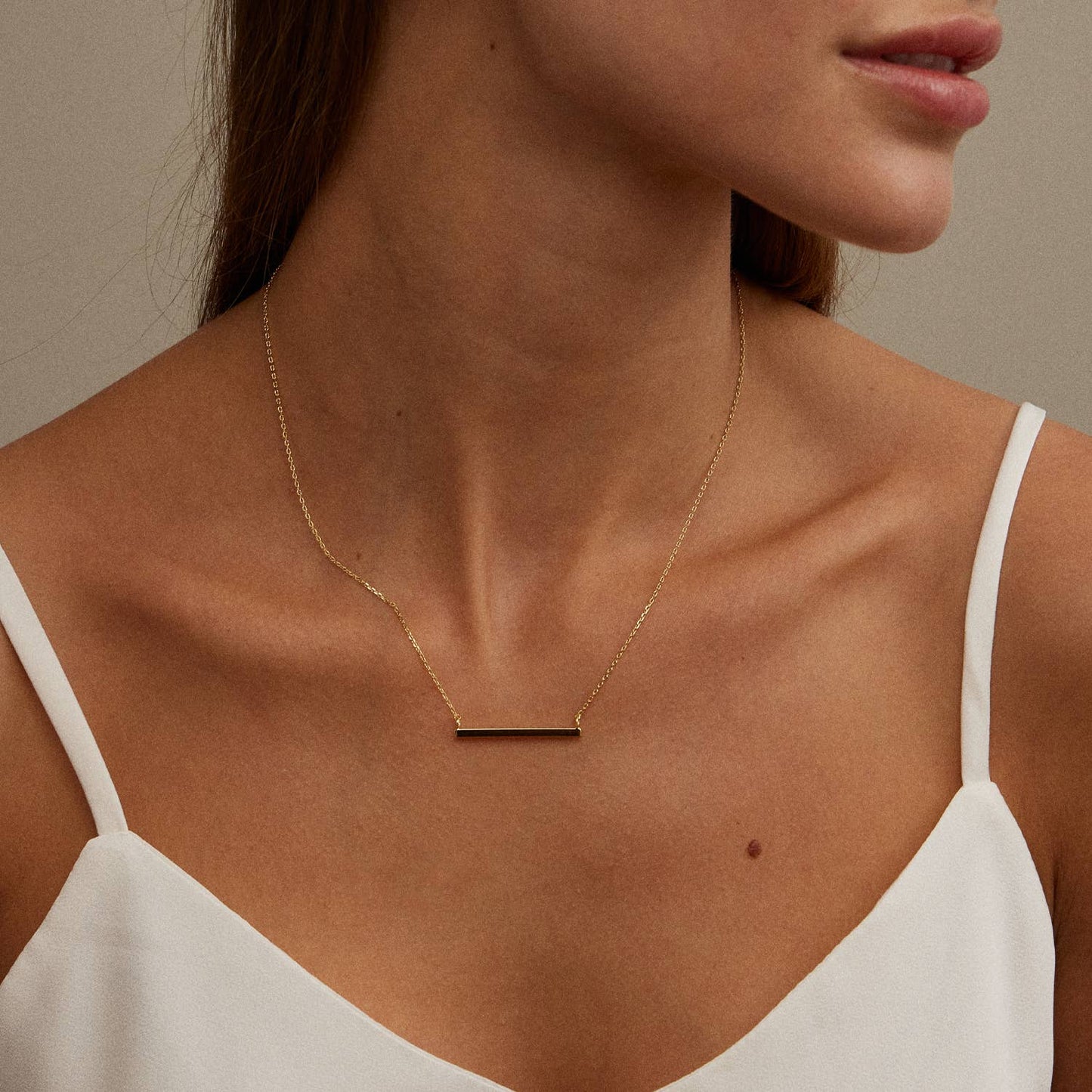 Bar Charm Gold Dip Short Necklace