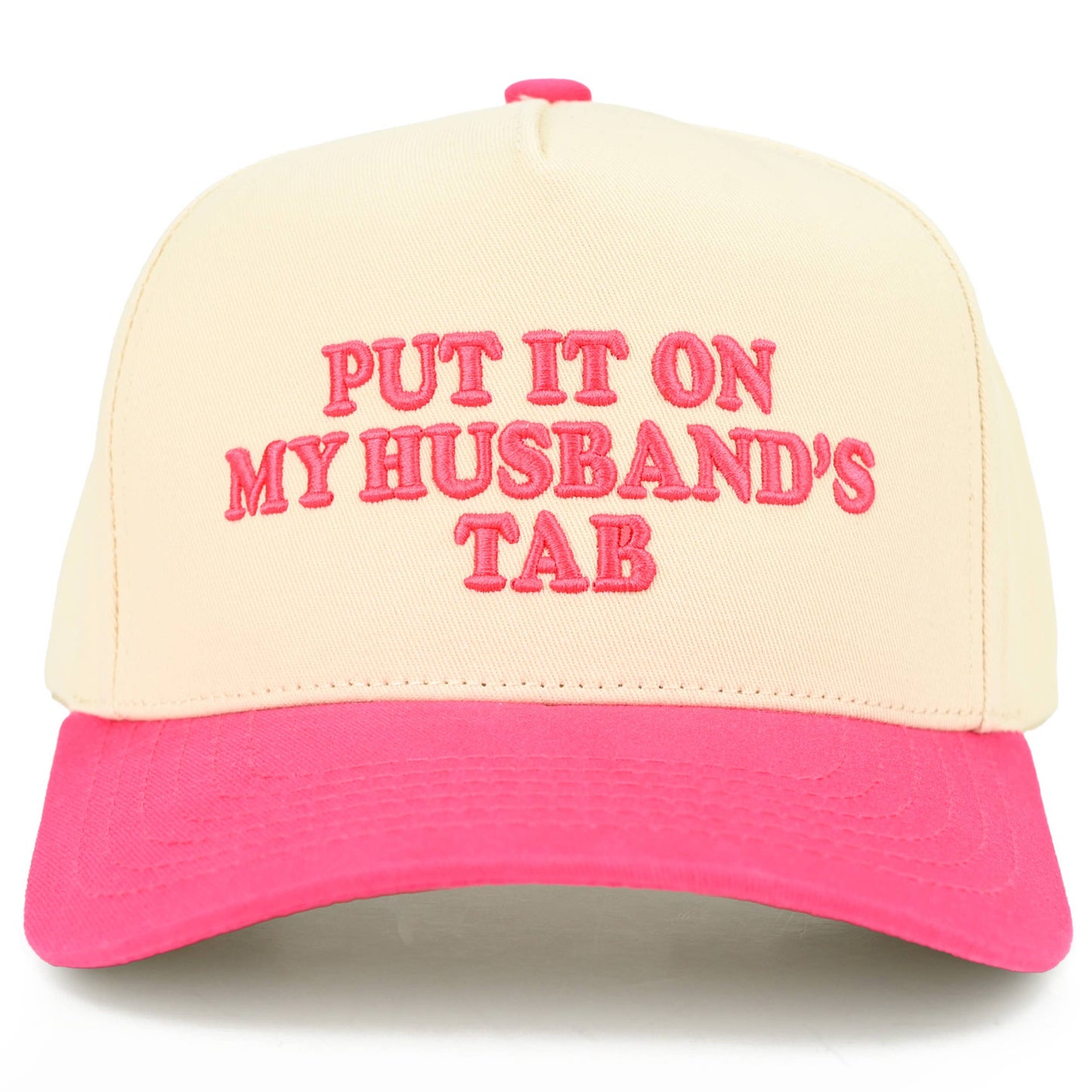 Put it on my Husbands Tab Trucker Hat