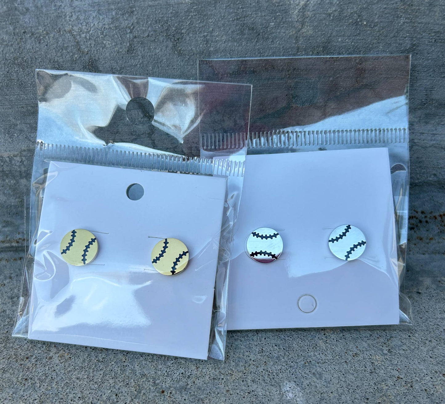 Baseball or Softball Stud Earrings in Gold or Silver